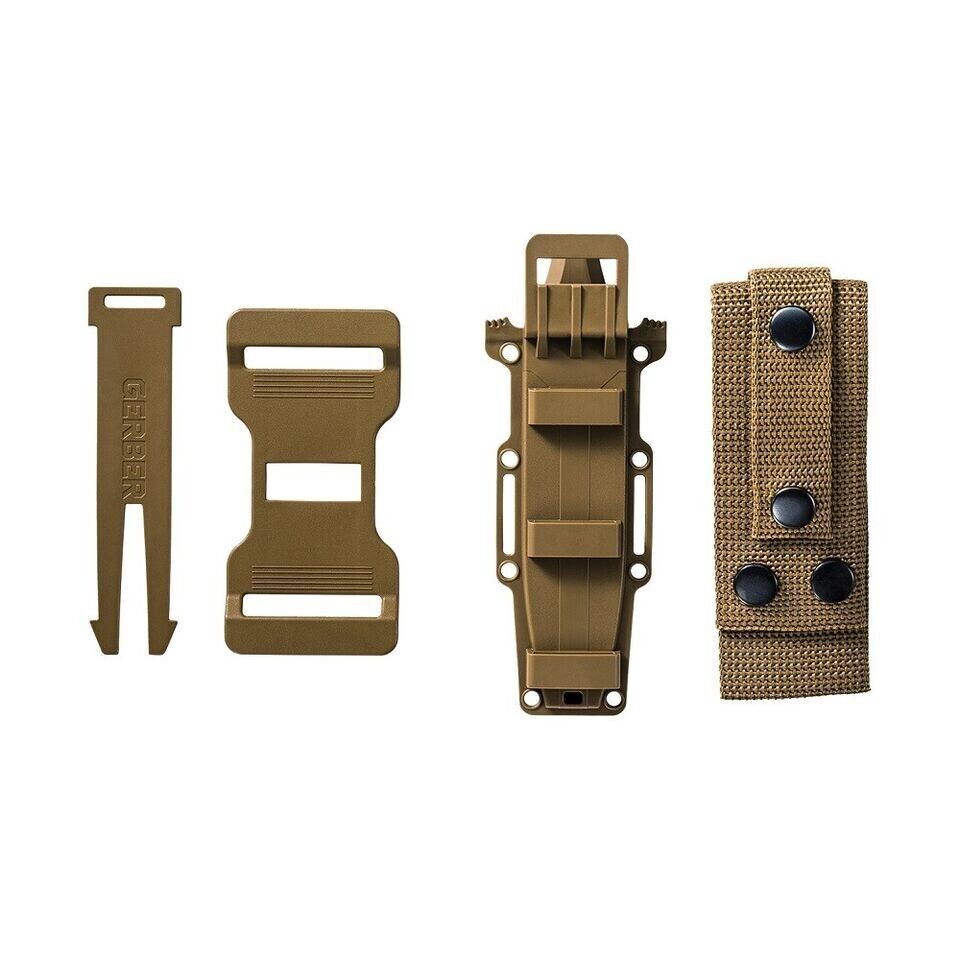 Gerber Strongarm Fixed Blade Fine Edge Knife Modular MOLLE Sheath Coyote Brown