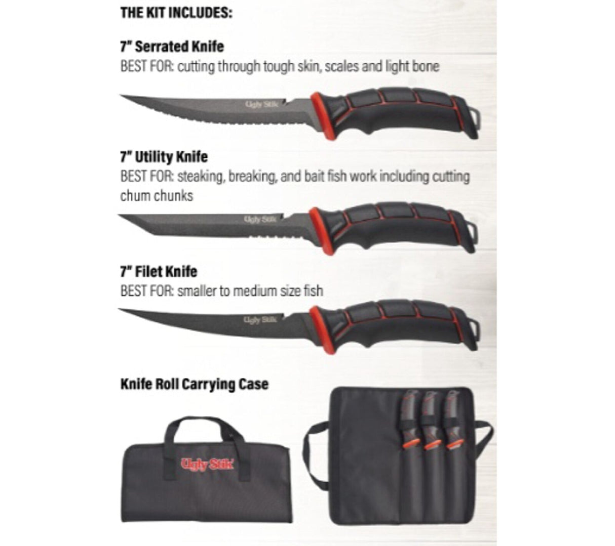 CLEARANCE - Ugly Stik Tools 3 Knife Kit Gift Set Pack 1538001 - Box Set