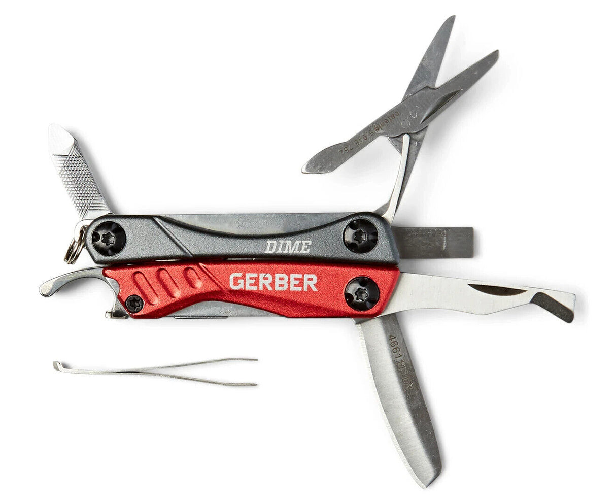 Gerber Dime Multi-Tool - Red/Multi - 12-tool multi-plier