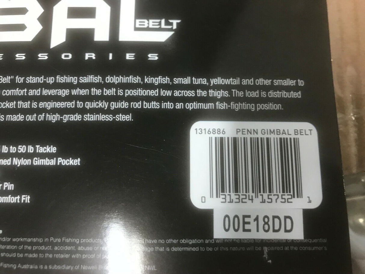 Penn Saltwater Game Fishing Gimble Fighting Belt BRAND NEW 00E18DD