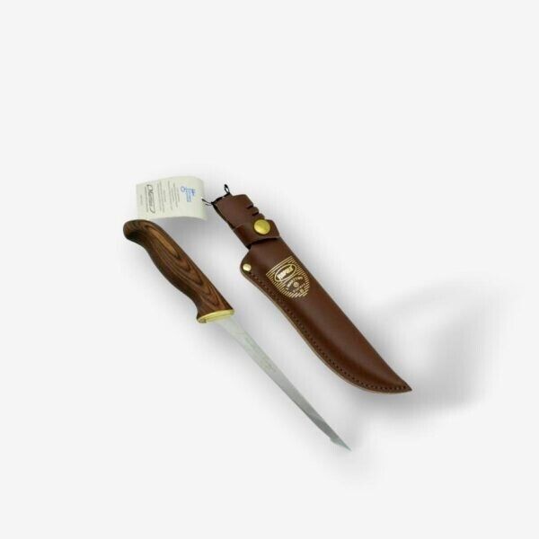 MARTTIINI Presentation 6" Fillet Knife Varnish Natural Look Handle PRFBL6