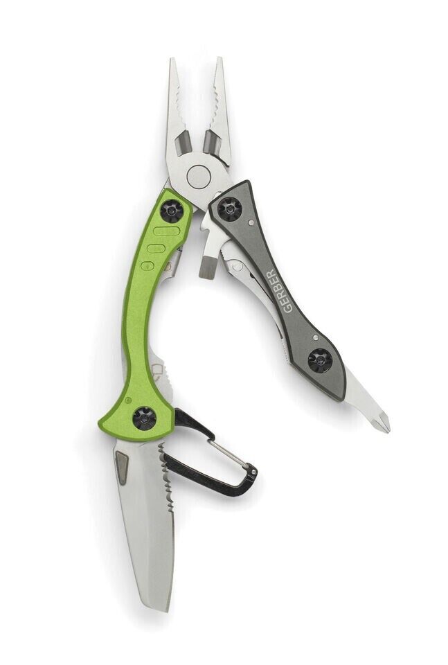 Gerber Crucial Multi Tool Green Plier Carabiner Clip Knife Opener 31-000238