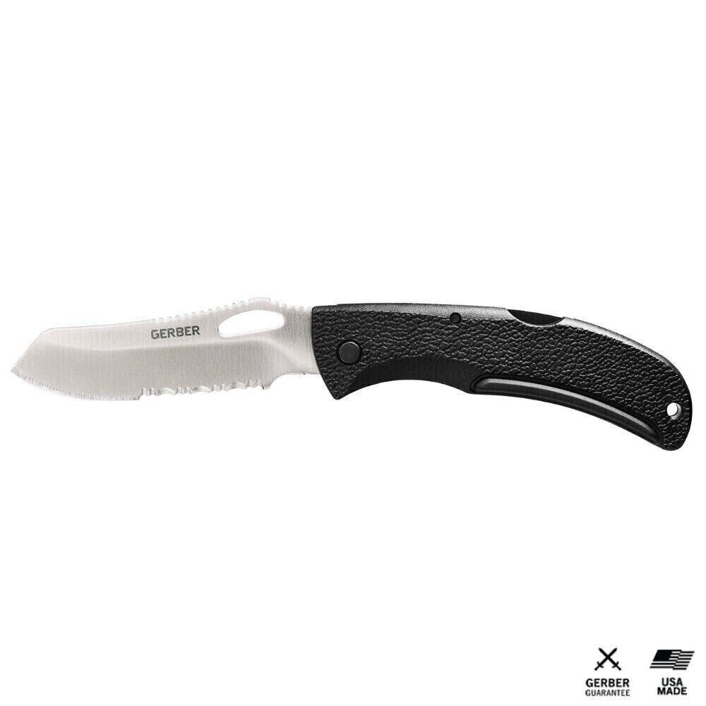 Gerber EZ Out DPSF S30V Black Seratted Satin Folding Knife 01643G