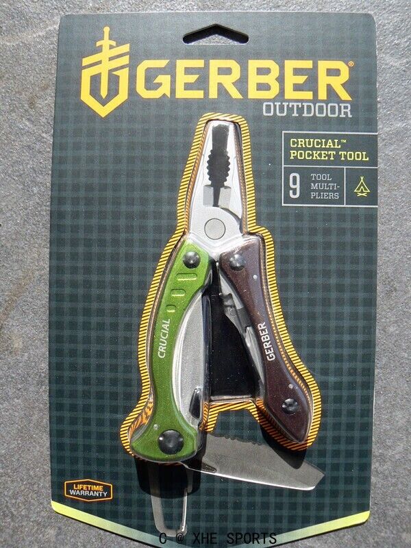 Gerber Crucial Multi Tool Green Plier Carabiner Clip Knife Opener 31-000238