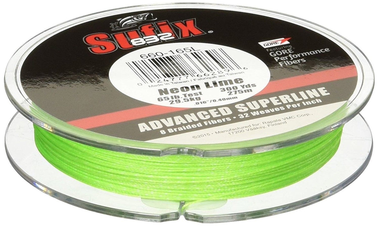 Sufix 832 FLURO NEON LIME Braid 300 yards 275 mt - 10 Lb / 4.5 Kg 0.20 mm Rapala
