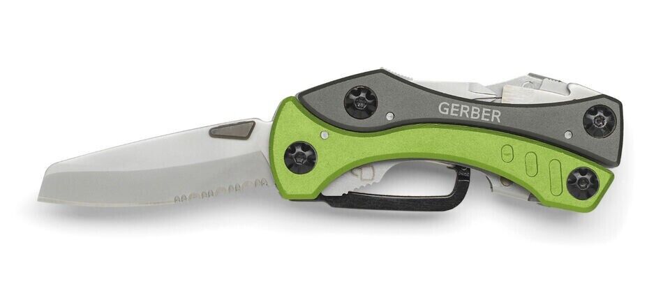 Gerber Crucial Multi Tool Green Plier Carabiner Clip Knife Opener 31-000238
