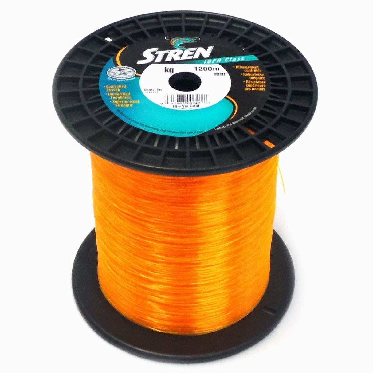 Stren IGFA HiVis GOLD 1200m Monofilament Line Bulk Spool 10k 20Lb 0.44m