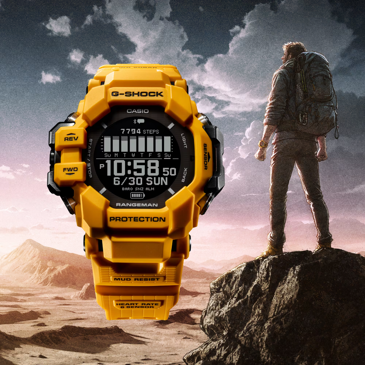Casio G-Shock GPR-H1000-9 MASTER OF G Series Rangeman GPS Measurement - Yellow
