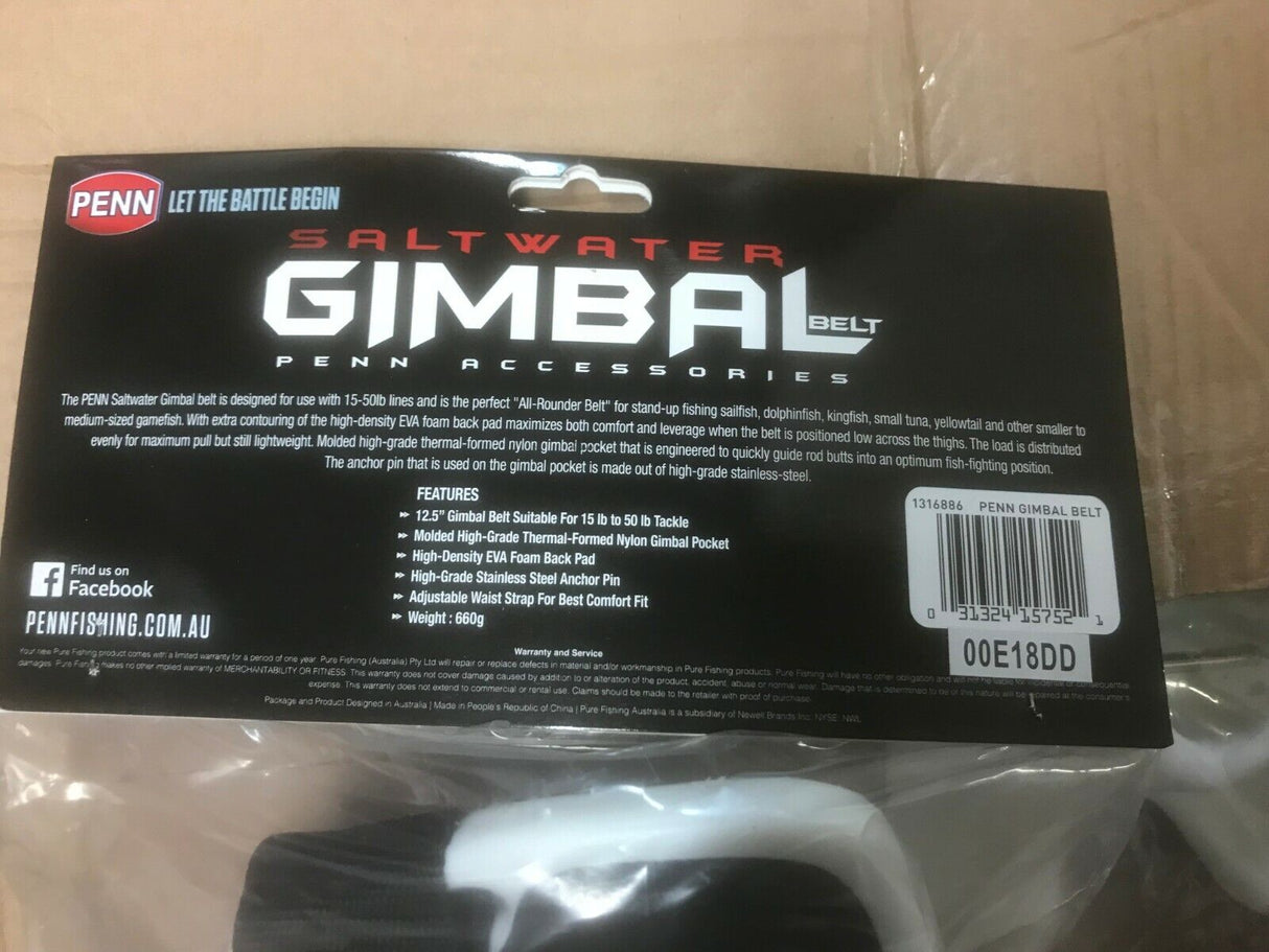 Penn Saltwater Game Fishing Gimble Fighting Belt BRAND NEW 00E18DD