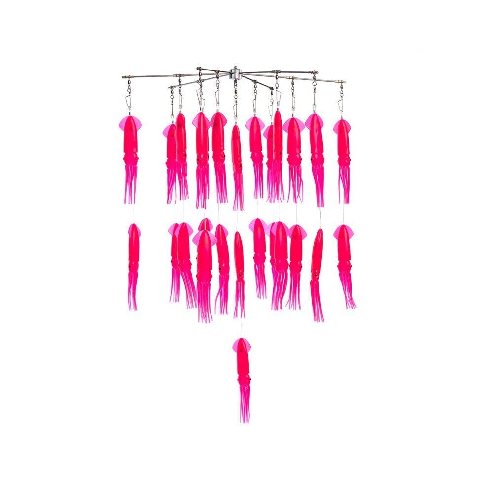 Sea Pro Stainless Steel 24'' Dredge w/ 27 Squids Fishing Attractor Pink