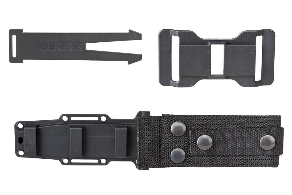 Gerber Strongarm Fixed Blade Serrated Edge Knife Modular MOLLE Sheath Black