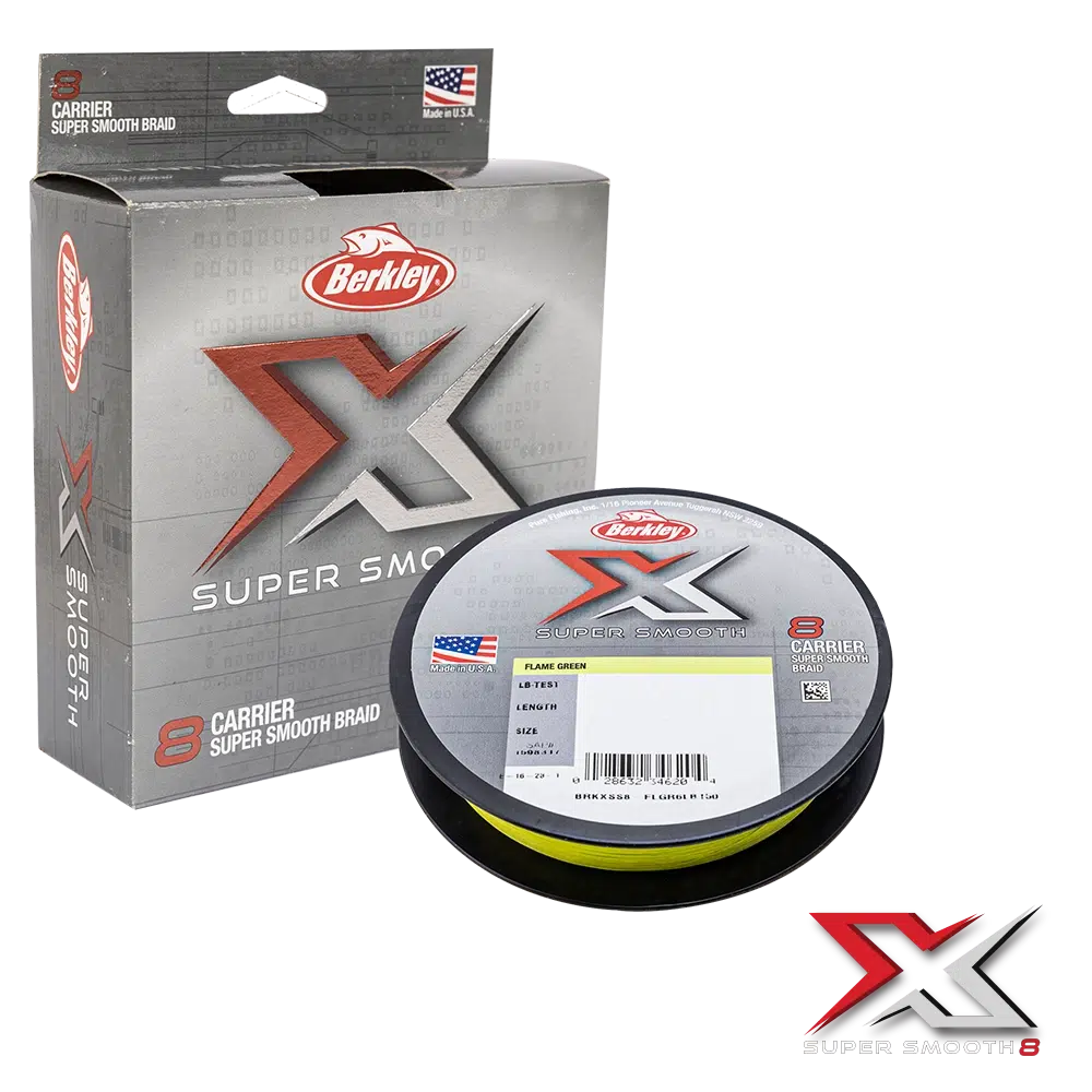 Berkley X Super Smooth 8 Braided Line – Flame Green – Multiple Breaking Strains