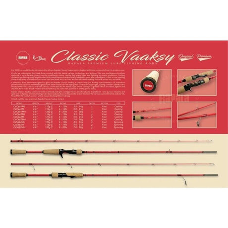 Rapala Vaaksy 6'6" 1 Piece 3.5-14g CVC661ML Casting Overhead Fishing Rod