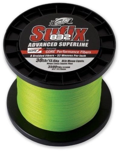 Sufix 832 FLURO NEON LIME 3200m 3500 yards Braid - 10LB 4.5kg 0.20mm