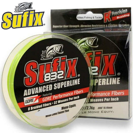 Sufix 832 FLURO NEON LIME Braid 300 yards 275 mt - 10 Lb / 4.5 Kg 0.20 mm Rapala