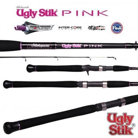 Ugly Stik PINK Baitcaster Fishing Rod - 5'6' 4-8 kg 1 Piece -USPI-BC561M Casting