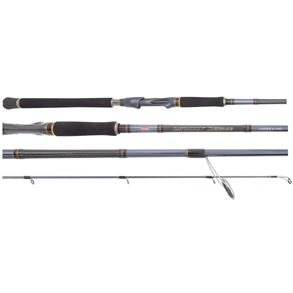 PENN Battalion Inshore Spinning 712ML – 7'1", 3–6kg, Fuji Alconite Guides, EVA Grip